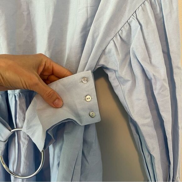 Zara Sky Blue Poplin Dress with Buckle Belt NEW Size Small Blogger Favorite - Picture 6 of 14